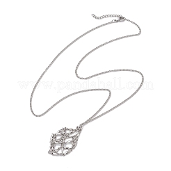 Realizzazione di collana con sacchetto in macramè con catena a maglie in acciaio inossidabile 304&nbsp;NJEW-JN05072-01