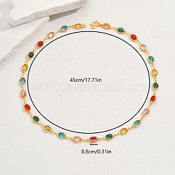 Современная мода латунные стеклянные овальные звенья цепи ожерелья для женщин&nbsp;GQ6870