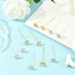 16 шт. 2-цветные литые хрустальные головки-булавки со стразами&nbsp;FIND-SP0004-63