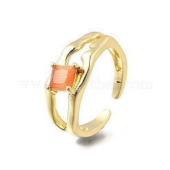 Quadratische Manschettenringe aus Messing mit Katzenauge&nbsp;RJEW-G344-01G-04