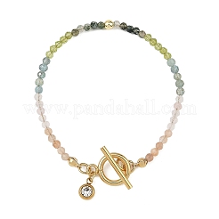 Bracelets ronds à perles facettées en pierre naturelle dégradée mélangée&nbsp;BJEW-JB14398-03