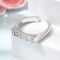 Anelli aperti con polsino in ottone micro pavé di zirconi cubici per donna&nbsp;RJEW-L343-02P-06