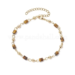Bracciali in ottone con maglie in occhio di tigre naturale per donna&nbsp;BJEW-JB11683-07