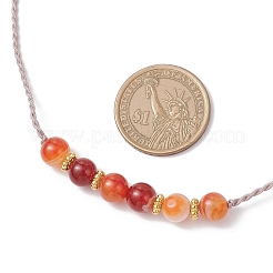 8 мм окрашенный натуральный полосатый агат круглые плетеные регулируемые бусины ожерелья для женщин&nbsp;NJEW-JN05319