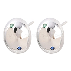 Pendientes ovalados de latón con micro circonitas cúbicas engastadas&nbsp;EJEW-Z164-17P-02