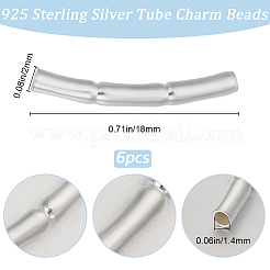 6 шт. бусины-трубочки из стерлингового серебра&nbsp;STER-BBC0007-47A