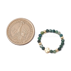5 pièce d'aventurine verte naturelle et d'agate mousse et de jade de Taïwan et de rubis en zoïsite et de perles de pierre d'or verte synthétique&nbsp;RJEW-JR00815