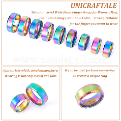18 anillo de dedo de banda ancha de acero inoxidable de 9 estilos para mujeres y hombres&nbsp;RJEW-UN0002-53M
