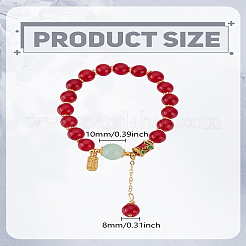 1шт. браслеты из круглых бусин натурального красного агата&nbsp;BJEW-LP0002-28
