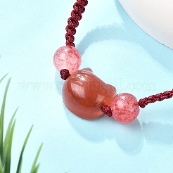Braccialetti di perline di resina con testa di gatto&nbsp;BJEW-L701-02A