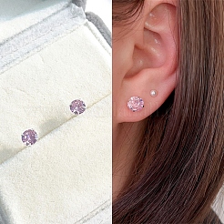 Aretes con circonitas cúbicas y diamantes&nbsp;STER-M105-01B-S