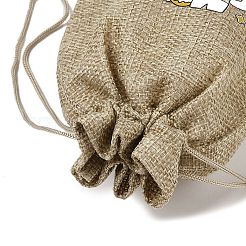 Bolsas de embalaje de arpillera impresas navideñas bolsas con cordón&nbsp;ABAG-Q053-02B-10