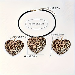 Комплекты из сплава с подвесками и ожерельями с леопардовым принтом в форме сердца для женщин&nbsp;FS-WG82190-01