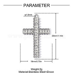 Pendentifs en acier inoxydable 304 sertis de zirconiums cubiques transparents&nbsp;CU-OY002-24P-01