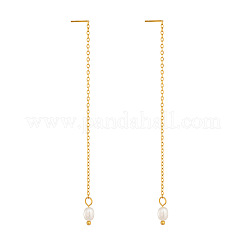Boucles d'oreilles en acier inoxydable 304 avec perles d'eau douce naturelles pour femmes&nbsp;ZH8467