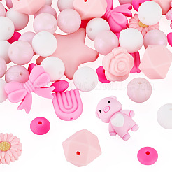 60 Stück Silikonperlen für DIY-Schmuck mit großem Thema.&nbsp;SIL-TA0003-37