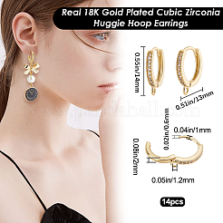 14шт латунные серьги-кольца с микро-паве из прозрачного кубического циркония&nbsp;ZIRC-BBC0003-51