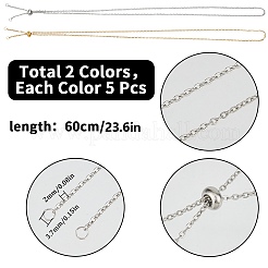 10 шт. 2 цвета 304 нержавеющая сталь слайдер ожерелье изготовление&nbsp;NJEW-SC0001-10
