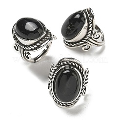 Anneaux ajustables en obsidienne naturelle&nbsp;RJEW-I108-01AS-17