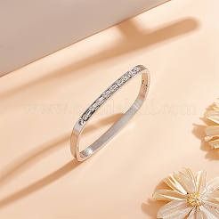 1шт. Прямоугольный браслет с подвеской из прозрачного кубического циркония BJEW-UN0001-37P