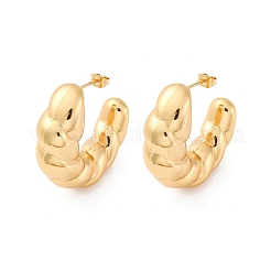 Orecchini a bottone in acciaio inossidabile 304 a forma di C per donna&nbsp;EJEW-A125-08G