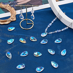 40шт граненые стеклянные подвески в форме капли&nbsp;GLAA-SP0001-11E