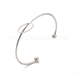 Bracelets manchettes ovales en acier inoxydable 201 anti-ternissement pour femmes et filles&nbsp;STAS-K247-04P