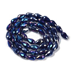 Brins de perles de verre galvanisées de couleur unie opaque&nbsp;EGLA-N013-P4mm-B03