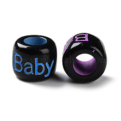 Непрозрачные акриловые европейские бусины с распылением&nbsp;SACR-P031-31B