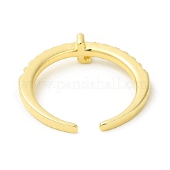 Bague de manchette ouverte avec lettre initiale en zircone cubique transparente&nbsp;RJEW-H120-09G-J