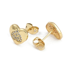 Orecchini a bottone da donna in ottone con micro pavé di zirconi trasparenti&nbsp;EJEW-U030-02G-03