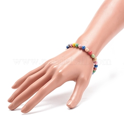Ensemble de bracelets extensibles en perles rondes en bois naturel de 2 pièce de 2 tailles pour enfant et parent&nbsp;BJEW-JB08568
