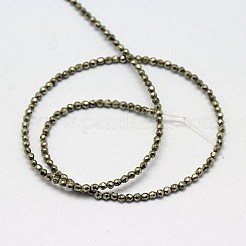 Chapelets de perles de pyrite naturelle &nbsp;G-L031-2mm-03