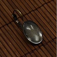 Copertura cabochon con lente d'ingrandimento ovale trasparente da 18x13 mm per la realizzazione di orecchini a cerchio a leva in ottone&nbsp;DIY-X0148-AB-NF