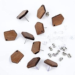 10 пара многоугольных сережек-гвоздиков из орехового дерева&nbsp;MAK-BC0001-21
