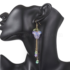 Прозрачные двухцветные серьги-подвески из стекла и акрила&nbsp;EJEW-JE06923