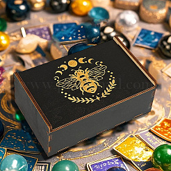 Прямоугольные гравированные фанерные деревянные коробки для хранения таро с раздвижной крышкой&nbsp;CON-WH20008-10C