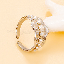 Anelli aperti con polsino in acciaio inossidabile 304 e perle finte per donna&nbsp;WGD29C9-01
