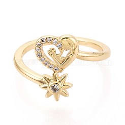 Манжеты из латуни с микро паве кубический цирконий для женщин&nbsp;KK-T071-77G