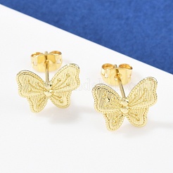 Серьги-гвоздики в форме бабочки из латуни&nbsp;EJEW-C152-02G