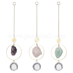 3 шт. подвесных круглых ловцов солнца из натурального аметиста&nbsp;HJEW-JM04660