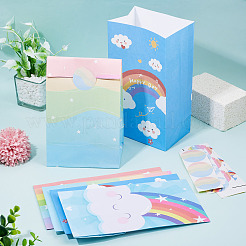 12 Stück 4 Stile Geschenktüten aus Kraftpapier mit Regenbogendruck&nbsp;AJEW-TA0003-38