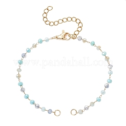 Изготовление браслета из цепочек с гранеными стеклянными бусинами-ронделями ручной работы.&nbsp;AJEW-JB01584