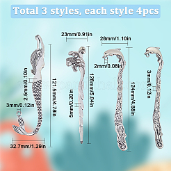 12 шт. 3 стиля тибетский стиль сплав закладки фурнитура с отверстием FIND-SC0006-63