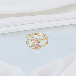 1 шт. минималистичное кольцо с жемчугом и микро-бриллиантами для женщин&nbsp;RJEW-LP0008-20