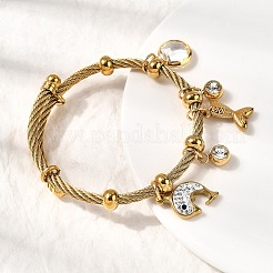 Браслеты с подвесками из нержавеющей стали 304 для женщин&nbsp;BJEW-Z141-03G