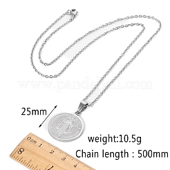 Edelstahl Saint Benedikt Kreuz Medaille Anhänger Kabel Kette Halsketten&nbsp;PW-WGC31BA-01