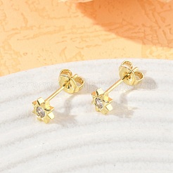Orecchini a bottone in ottone con pavé di zirconi cubici&nbsp;KK-CBA98BA-22G