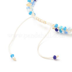 Bracelet de cheville tressé en perles de verre imitation jade&nbsp;AJEW-AN00471
