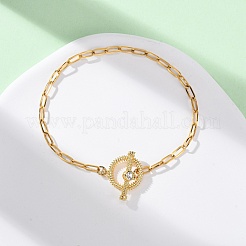 Браслеты из нержавеющей стали 304 с плоскими круглыми звеньями&nbsp;BJEW-R027-06G-01